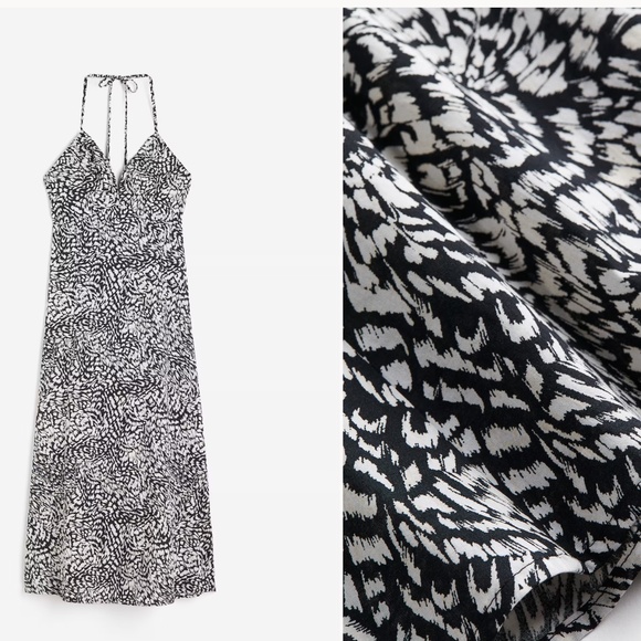 H&M black and white cotton halterneck dress NWT - Picture 3 of 11